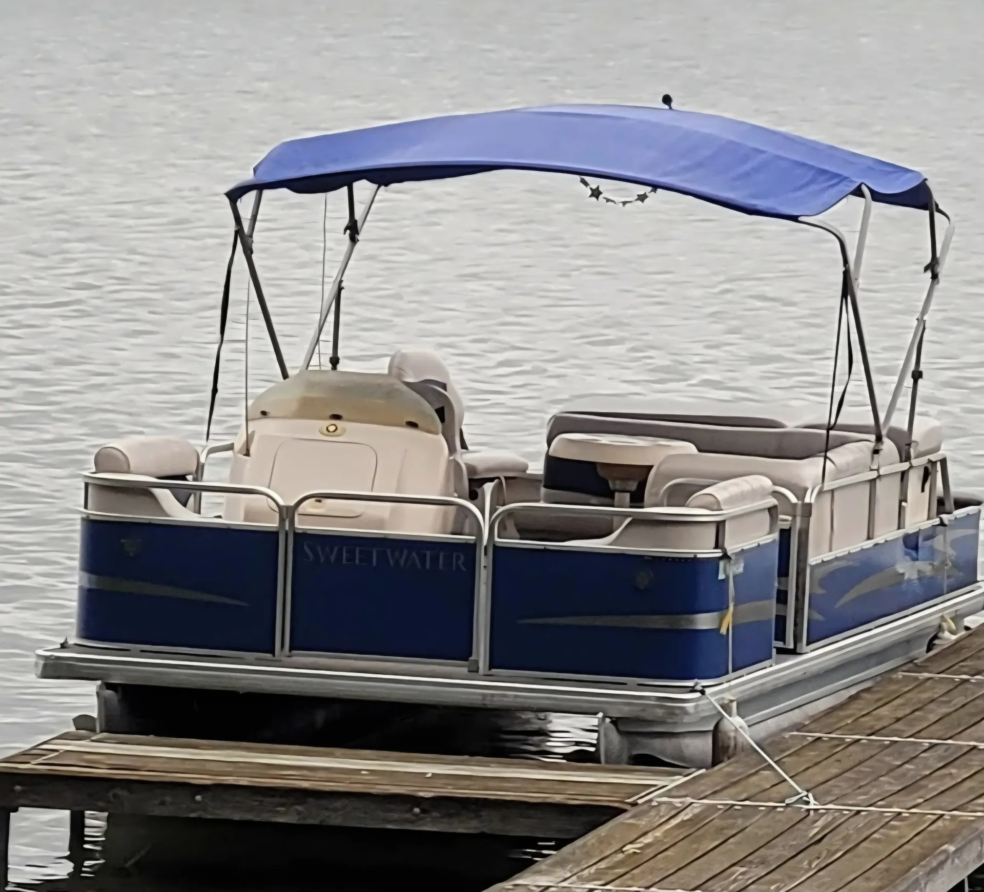 Pontoon boat at the dock